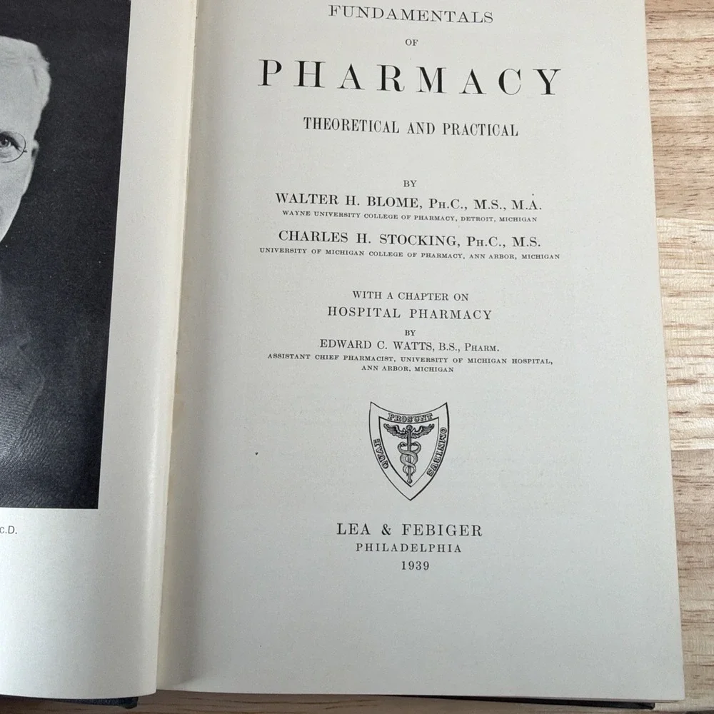 1939 FUNDAMENTALS OF PHARMACY HARDCOVER BOOK BY BLOME & STOCKING Green